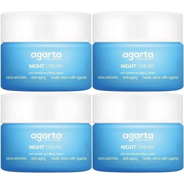 Agarta Doğal Yaşlanma Karşıtı Anti-Age Gece Kremi Su Bazlı 50ML (Kırışıklık/Sıkılaştırıcı) (4Lü Set) ürün görseli 1