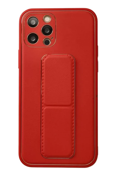 Newface Apple iPhone 12 Pro Kılıf Coco Deri Standlı Kapak - Kırmızı ürün görseli 1