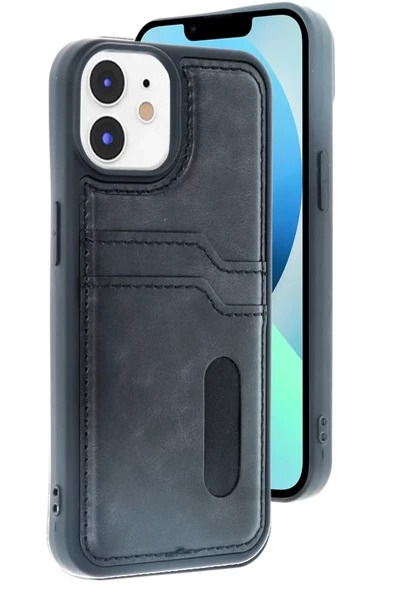 Newface Apple iPhone 11 Kılıf Sara Kartvizitli Deri Kılıf - Siyah ürün görseli 1