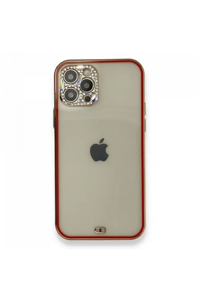 Newface Apple iPhone 12 Pro Kılıf Liva Taşlı Silikon - Kırmızı ürün görseli 1