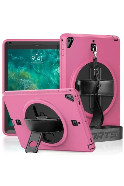 Newface Apple iPad 5 Air 9.7 Kılıf Strap-C Otterbox Tablet Kapak - Pembe ürün görseli 1