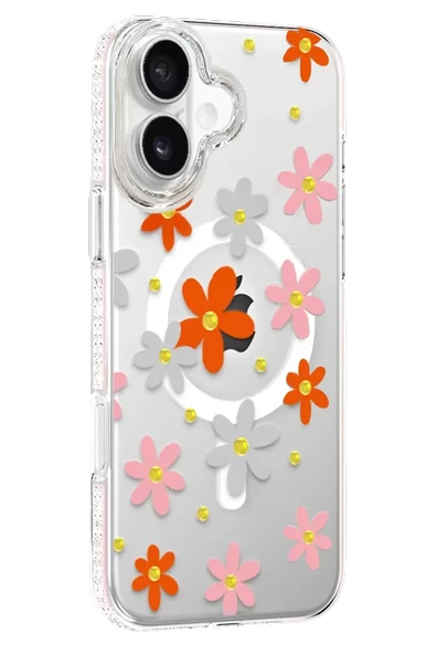 Joko Apple iPhone 16 Floral Magsafe Kapak - Turuncu ürün görseli 1