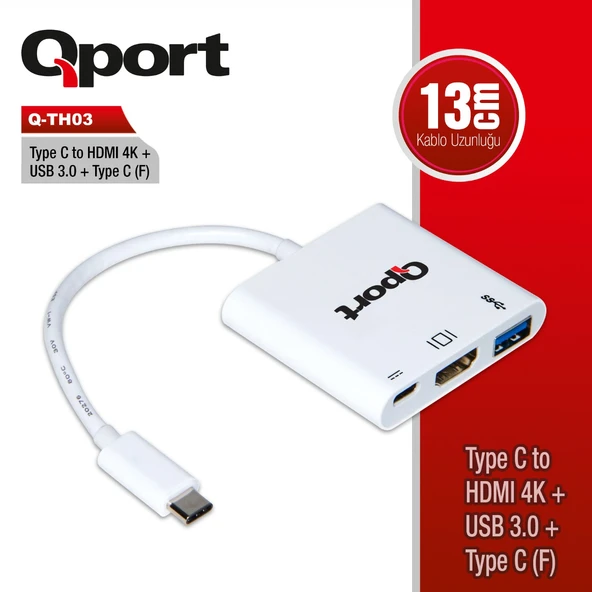 QPORT Q-TH03 TYPE-C TO HDMI/USB/TYPE-C ÇEVİRİCİ ürün görseli 1