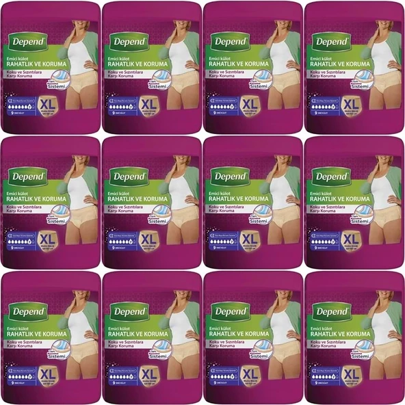 Depend Emici Külot Yetişkin Bezi XL Extra Büyük 108 Adet (12PK*9) ürün görseli 1