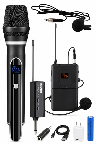 Glr Wn-07 Profesyonel 3 lü Kablosuz Mikrofon Sistemi UHF Yaka ve El Mikrofonlu ürün görseli 1