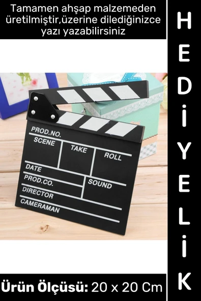 #Sinema Dekoratif Çalışma Odası Ev Ofis Hediyelik Süs Eşya Nostaljik Retro Yazı Yazılabilir Ahşap Şık Estetik Film Sinem ürün görseli 1