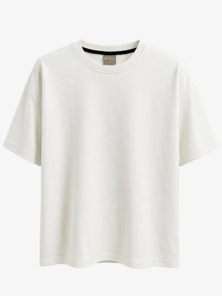 Bordoo Basic Bisiklet Yaka Oversize Kısa Kol Erkek Tişört 7701 - Resim 4