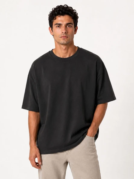 Bordoo Basic Bisiklet Yaka Oversize Kısa Kol Erkek Tişört 7701 ürün görseli 1