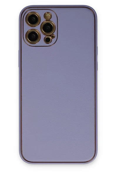 Newface Apple iPhone 12 Pro Kılıf Coco Deri Silikon Kapak - Açık Lila ürün görseli 1