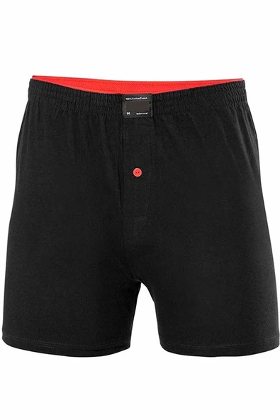Düğmeli Pamuklu Erkek Penye Boxer Büyük Beden Siyah - 1278A ürün görseli 1