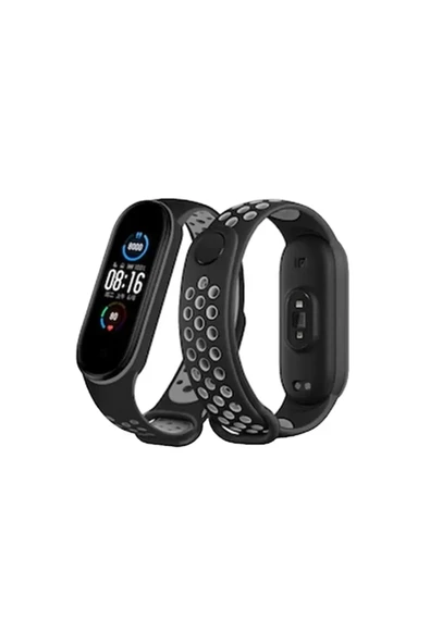 Newface Xiaomi Mi Band 7 Spor Delikli Kordon - Siyah-Gri ürün görseli 1