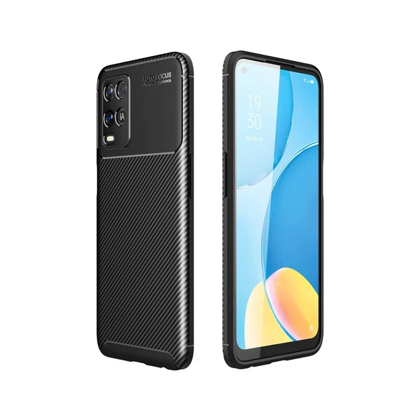 Oppo A54 4g Kılıf Auto Focus Karbon Kapak - Siyah ürün görseli 1