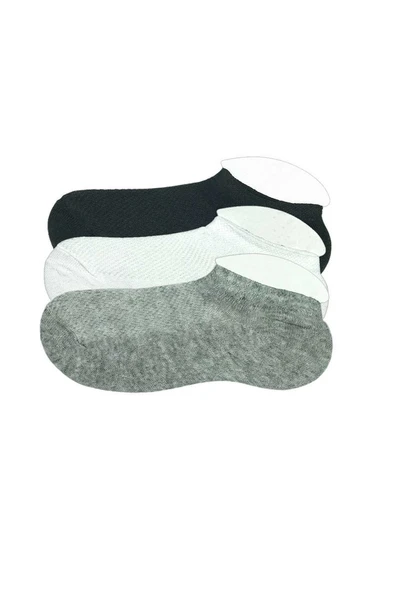 3 Adet Çocuk Sneaker Patik Çorap Siyah Beyaz Gri ürün görseli 1