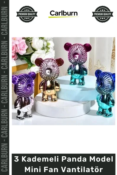 #Vantilatör Şık Taşınabilir Sessiz USB Şarjlı Masaüstü 3 Kademeli Panda Model Mini Fan Vantilatör ürün görseli 1