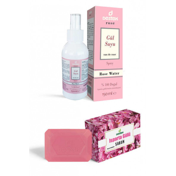 Destek Rose Gül Suyu Sprey 150ml-Isparta Gülü Sabunu 150g (2'li Set) ürün görseli 1