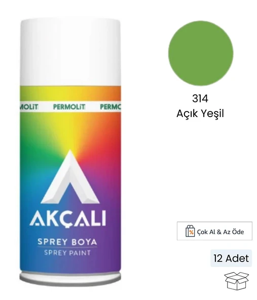 Akçalı Sprey Boya 314 Açık Yeşil 400 ml (12 Adet) ürün görseli 1