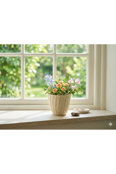 Niobehome Rattan Bambu Bohem Saksı 16cm ürün görseli 1