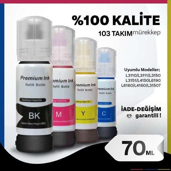 Epson 103 Takım 70 ML Mürekkep /L3110/L3111/L3150/L3151 ürün görseli 1
