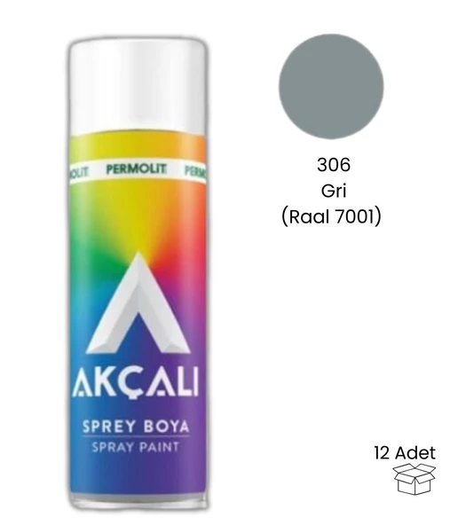 Akçalı Sprey Boya Gri Kod:306 400 ml (12 Adet) ürün görseli 1