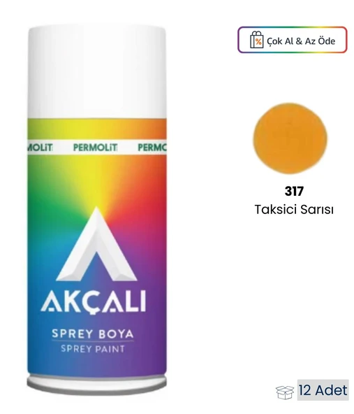 Akçalı Sprey Boya 317 Taksi Sarısı 400 ml. (12 Adet) ürün görseli 1
