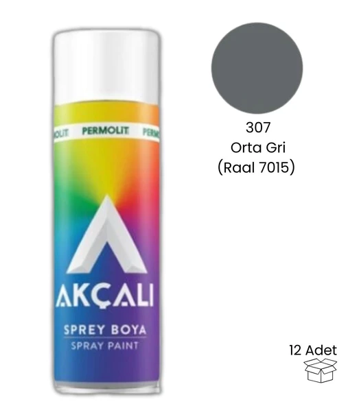Akçalı 307 400 ml Orta Gri Sprey Boya (12 Adet) ürün görseli 1
