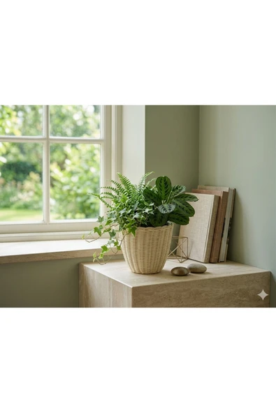 Niobehome Rattan Bambu Bohem Saksı 16cm ürün görseli 1