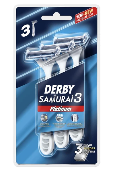 Derby Samurai 3 Platinum 3'lü Blister Tıraş Bıçağı ürün görseli 1