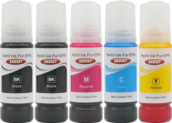 Ekoset Epson 103 L3250 L3251 Uyumlu Mürekkep 70Ml 5 Adet ürün görseli 1
