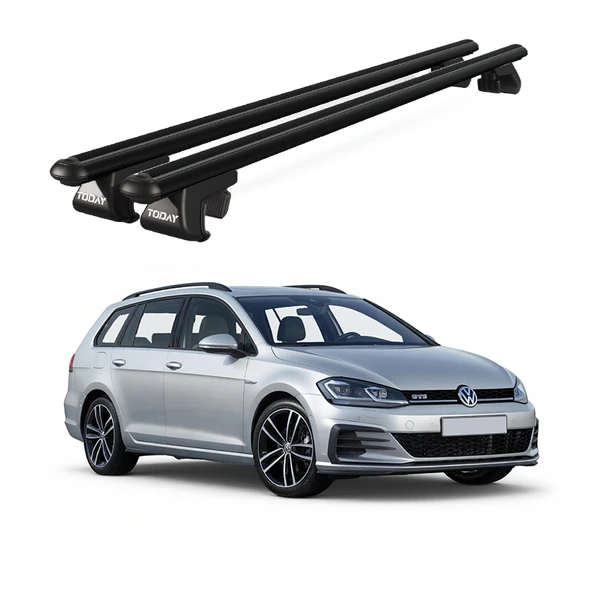 Volkswagen Golf (2014 Ve Sonrası) Uyumlu Siyah Ara Atkı Port Bagaj Tavan Barı ürün görseli 1