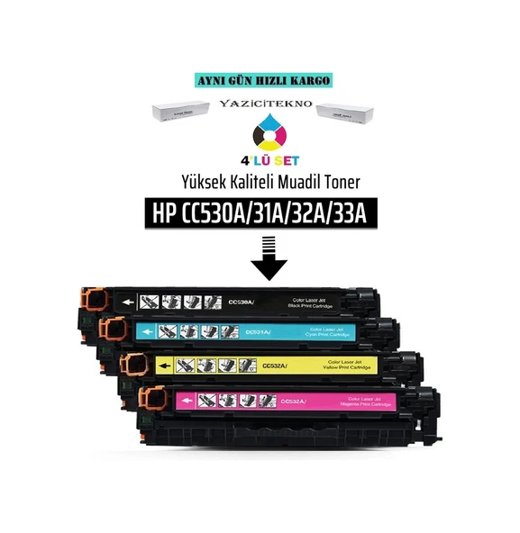 Hp Cc530A/31A/32A/33A Uyumlu Takım Toner /Wb/Cm2320/Cm2320N/Cp20 ürün görseli 1