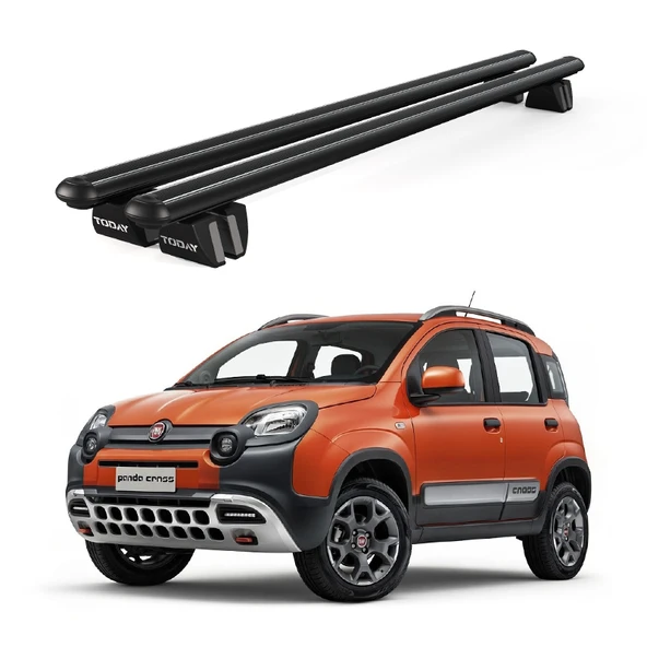 Venüs Fiat Panda Cross (2014 Ve Sonrası) Uyumlu Siyah Ara Atkı Port Bagaj Tavan Barı ürün görseli 1