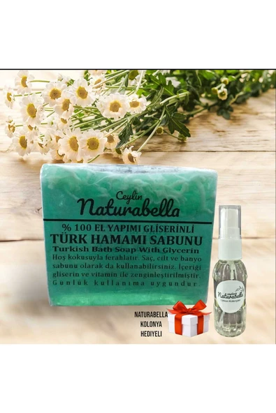 % 100 Doğal Cilt ve Banyo İçin Uygun Ferahlatıcı Etkili Türk Hamamı Sabunu- Kolonya Hediyeli ürün görseli 1