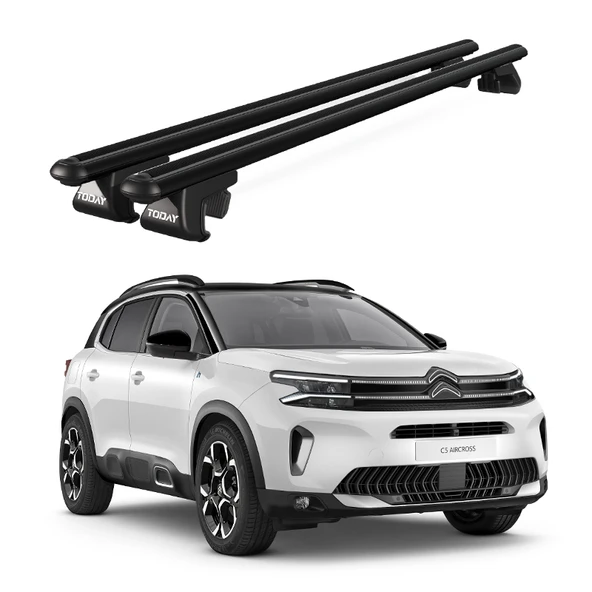 Venüs Citroen C5 Aircross Suv (2018 Ve Sonrası) Uyumlu Siyah Ara Atkı Port Bagaj Tavan Barı ürün görseli 1