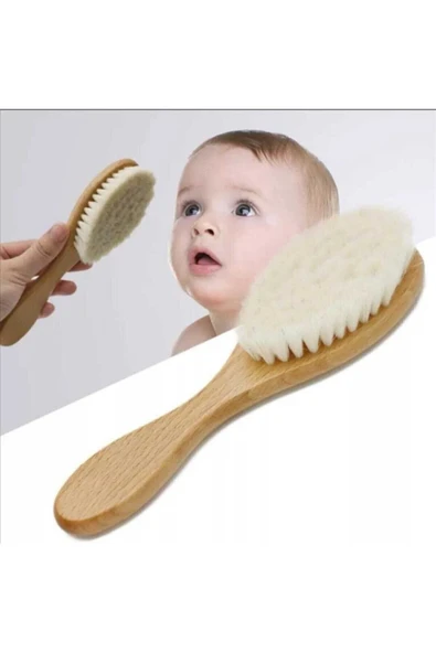 Doğal Keçi Kılı Bebek Saç Fırçası ürün görseli 1