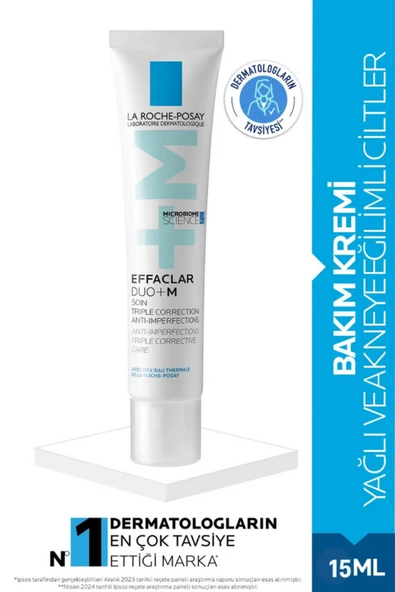 Effaclar Duo+M Yağlı, Akne/Sivilce Eğilimli Ciltler için Yüz Bakım Kremi 15ml ürün görseli 1