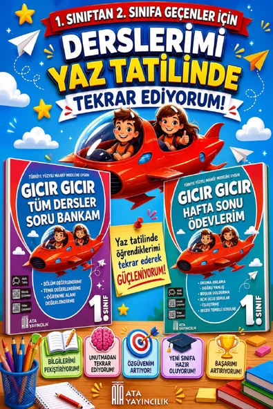1. Sınıftan 2.Sınıfa Geçenler İçin Derslerimi Yaz Tatilinde Tekrar Ediyorum Seti ürün görseli 1