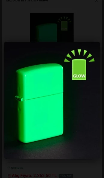 ZIPPO ÇAKMAK -49193GLOW 5 NUMARA ürün görseli 1