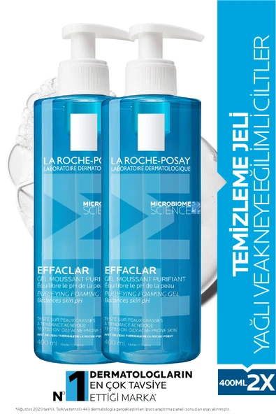 Effaclar Yağlı ve Akneye Eğilimli Ciltler için Yüz Temizleme Jeli 400mlx2 ürün görseli 1