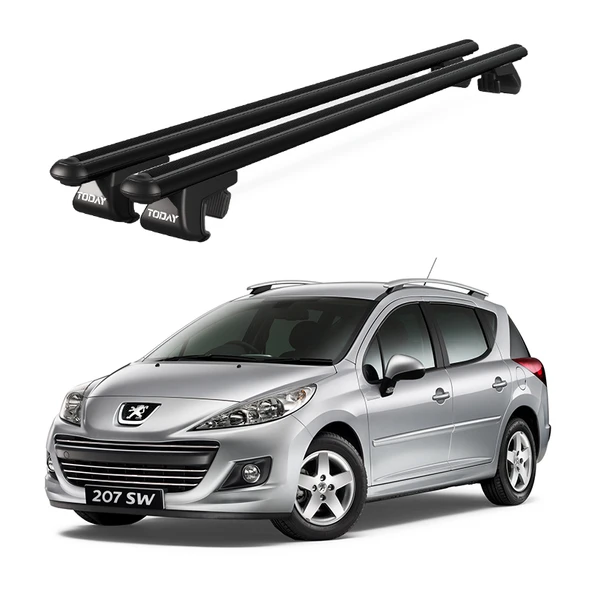 Venüs Peugeot 207 Station Wagon (2007-2013) Uyumlu Siyah Ara Atkı Port Bagaj Tavan Barı ürün görseli 1