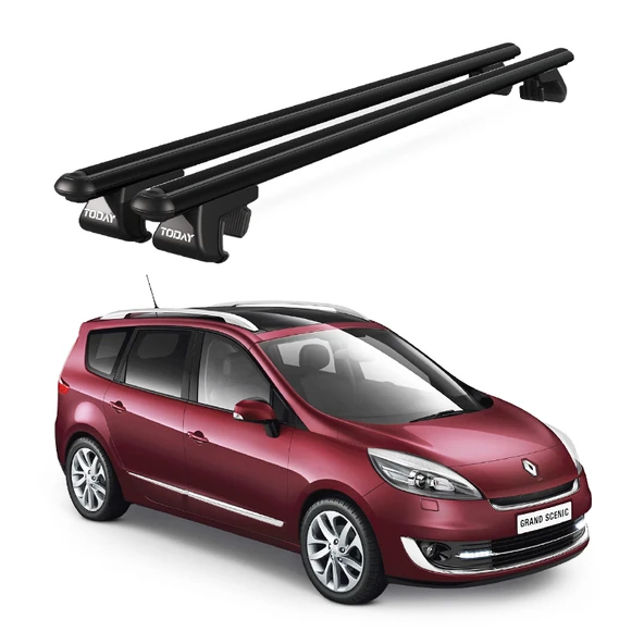 Venüs Renault Scenic 7 Posti (2009-2013) Uyumlu Siyah Ara Atkı Port Bagaj Tavan Barı ürün görseli 1