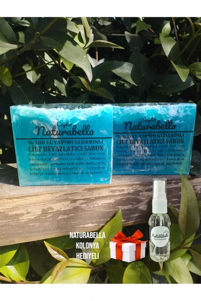 %100 El Yapımı Doğal Cilt Beyazlatıcı Etkili 2'li Sabun-50 ml Kolonya Hediyeli ürün görseli 1