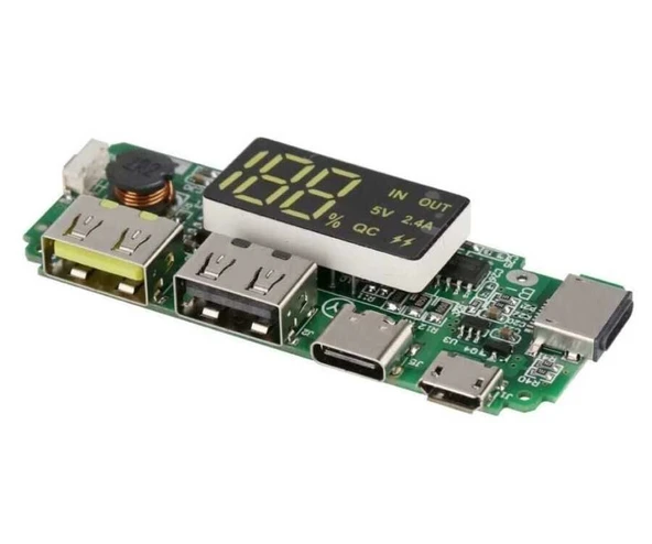 Çift USB 5V 2.4A Led'li Micro Type-C Powerbank Modülü ürün görseli 1