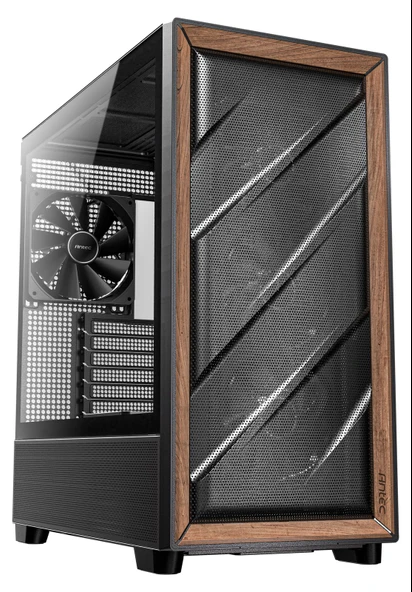 ANTEC FLUX BLACK 3x120mm, 1x120mm reverse, 1x140mm, Type-C, Ön çerçeve Ahşap, Siyah, Mid Tower Gaming  Kasa ürün görseli 1