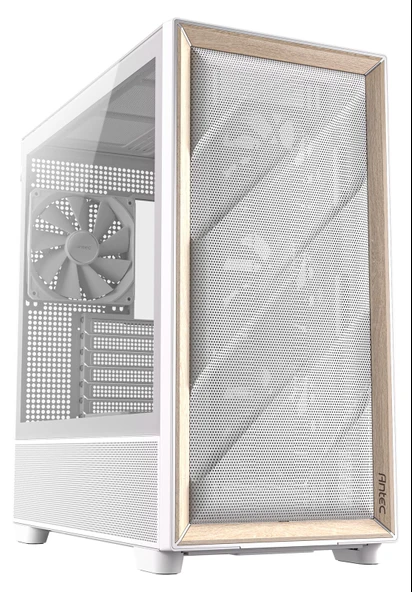 ANTEC FLUX WHITE 3x120mm, 1x120mm reverse, 1x140mm, Type-C, Ön çerçeve Ahşap, Beyaz, Mid Tower Gaming  Kasa ürün görseli 1