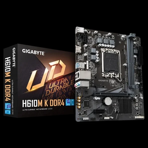 GIGABYTE H610M K DDR4, 2xDDR4, M.2, HDMI, 12-13.14.Nesil, LGA1700 Soket, Anakart ürün görseli 1