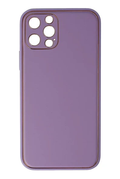 Newface Apple iPhone 12 Pro Kılıf Coco Deri Silikon Kapak - Lila ürün görseli 1