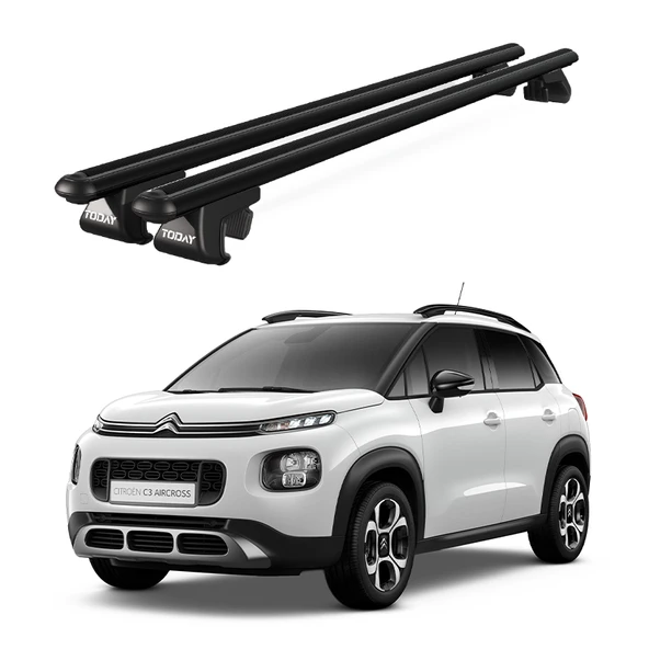 Venüs Citroen C3 Aircross Suv (2018 Ve Sonrası) Uyumlu Siyah Ara Atkı Port Bagaj Tavan Barı ürün görseli 1