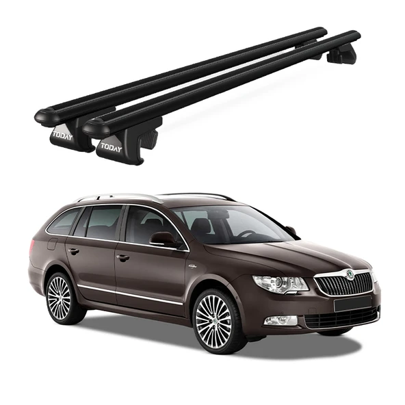 Venüs Skoda Superb Wagon (2015 Ve Sonrası) Uyumlu Siyah Ara Atkı Port Bagaj Tavan Barı ürün görseli 1