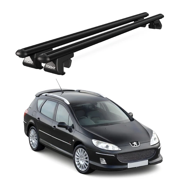Venüs Peugeot 407 Station Wagon (2004-2011) Uyumlu Siyah Ara Atkı Port Bagaj Tavan Barı ürün görseli 1