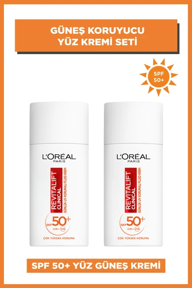 2'li Revitalift Clinical 50+ SPF Güneş Koruyucu Yüz Kremi Seti & L'Oreal Paris 200ml Micellar Hediye ürün görseli 1